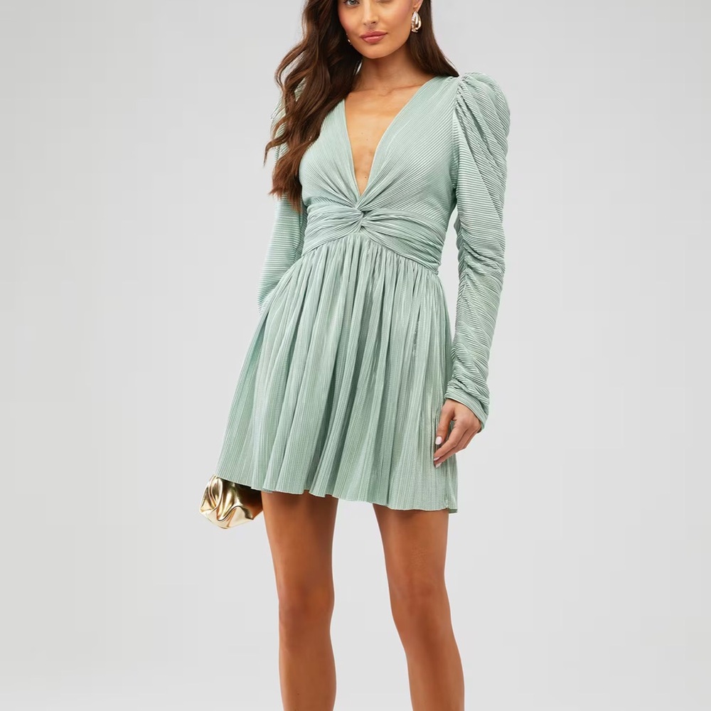 Sabina Musayev Morgana Mint Long Sleeve Dress